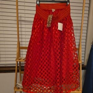 Magic Red Eyelet A-Line Skirt